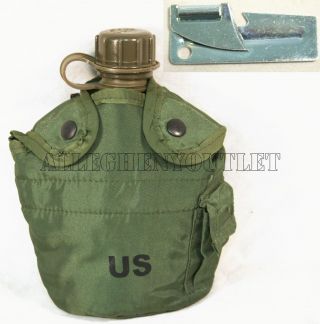 Us Military Army Surplus 1 Qt Canteen W/ Od Cover & P - 38 Can Opener