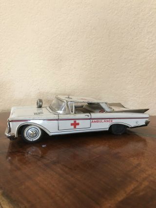 Vintage Yonezawa Japan Friction Buick Ambulance Litho Lithograph Tin Car Toy