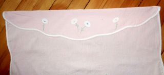 VINTAGE 2 PC CHILD ' S DOLL BED COVER & PILLOWCASE PINK WITH APPLIQUÉD DUCK & BABY 4