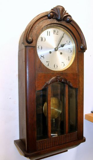 Antique Wall Clock Regulator Chime Clock 1920th Century Haller Made In Germany