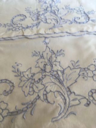 vintage cotton pillowcases with blue embroidery and cut work 2