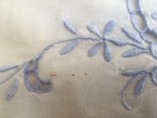 vintage cotton pillowcases with blue embroidery and cut work 4
