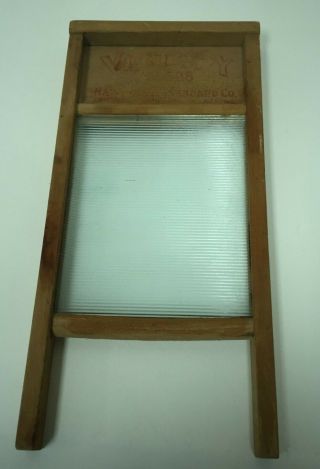 Vintage Wash Board Washboard Victory Ribbed Glass No 508 National Co Wood