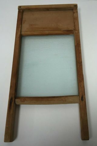 Vintage Wash Board Washboard Victory Ribbed Glass No 508 National Co Wood 4