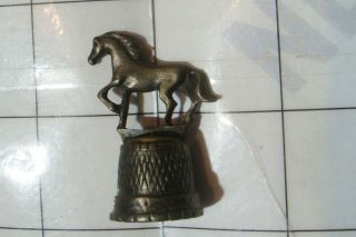 Antique Sewing Thimble Equestrian Horses 3d Horse Figure Old Pewter Thimbles
