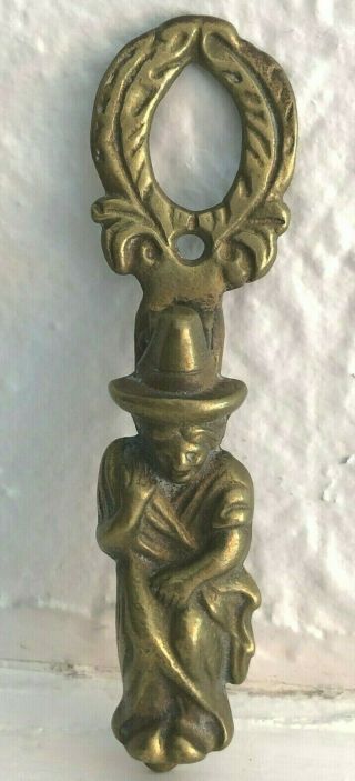 Vtg Witch Brass Figural Door Knocker 5 " High