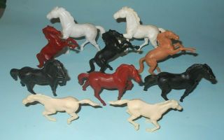 1950s Stuart Western Play Set Plastic Horses X 10