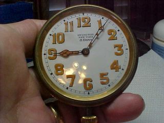 Vintage 8 Day 15 Jewel Travel Desk Clock French Made Ovington Of N.  Y.  On Dial Ne