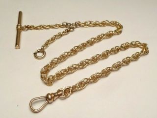 Antique Single Albert Gold Filled Pocket Watch Holder Twisted Chain Fob Swivel