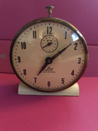 Vintage Lux Claridge Wind Up Alarm Clock Waterbury,  Conn