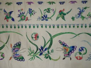 Chinese Ivory Colored Silk Embroidered Panel With Butterflies - 56861