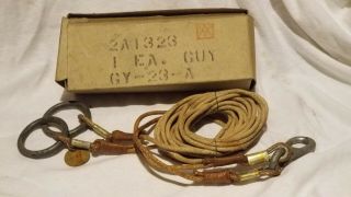 Ww2 Vintage Military Radio Antenna Tie Down Guy Wire Gy - 23 - A 2a1323 Nos Rope