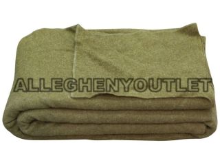 Us Military Od Olive Drab 100 Wool Blanket Approx 70x55 " Heavy Duty Gc