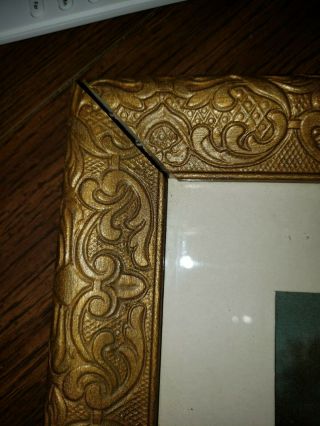 Antique Frame With Print Of Girl On Lake From The 50s 3
