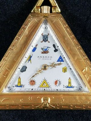 Antique ARBACO Gold Filled Triangular 17j Masonic Gold Filled Pocket Watch 2