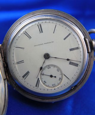 Illinois Watch Co Model 1 Coin Silver Hunting Case Pocket Watch Size 18 Ca: 1885 3