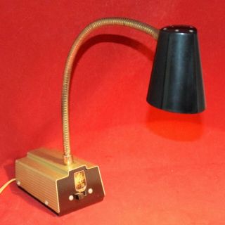 Vintage Mid - Century Modern Penetray Black/gold Mini Gooseneck Desk Lamp Light