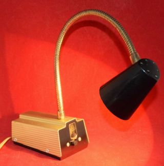 Vintage Mid - Century Modern Penetray Black/Gold Mini Gooseneck Desk Lamp Light 3