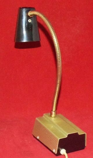 Vintage Mid - Century Modern Penetray Black/Gold Mini Gooseneck Desk Lamp Light 4
