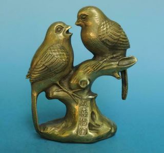 China Old Pure Copper Hand - Carved Propitious Mandarin Duck Zoology Statue E01