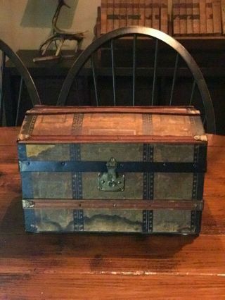 Antique Wood Doll Steamer Trunk,  Patina