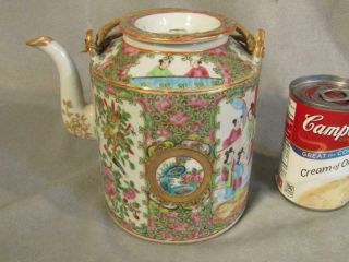 Fine Large Antique Chinese Export Rose Medallion Drum Teapot