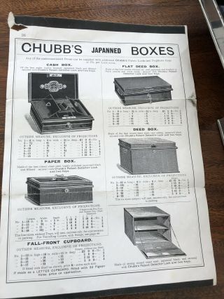Chubb’s and Son’ antique japanned boxes cash box with key 5