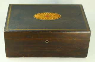 Antique Regency/federal Painted Wood & Porcelain Lined Box,  Humidor Cigar,  Tea