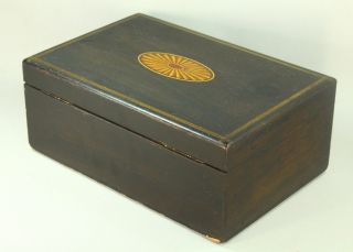 Antique Regency/Federal Painted Wood & Porcelain Lined Box,  Humidor Cigar,  Tea 3