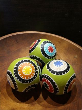 Folk Art Hand Painted Spheres Balls Bowl Filler Penny Rug Primitive Decor