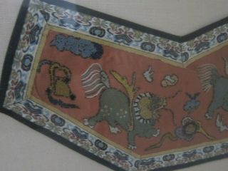 Chinese Qing Dynasty 3 Antique Hand Embroidered Silk Costume Robe Fragment 15x19 4