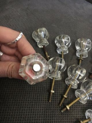 Matched Set Of 10 Antique Vintage Crystal Glass Cabinet Cupboard Knobs Drawer 3