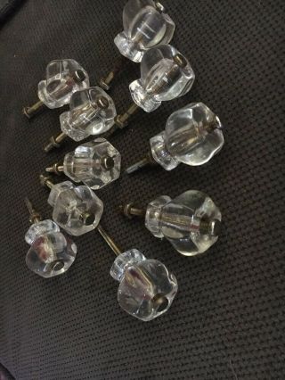 Matched Set Of 10 Antique Vintage Crystal Glass Cabinet Cupboard Knobs Drawer 5