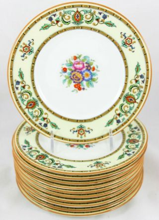 Tiffany & Co Set 11 Side Plates Hand Enameled Cauldon Bone China V6889 Flowers