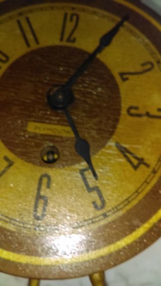 Vintage Plymouth Ship ' s Wheel Ship Nautical clock anchor pendulum - - 3