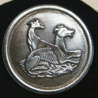 Fabulous Antique Vtg Metal Button Silver Greyhound Dogs 1 & 1/8 M5