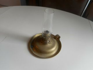 Rare Antique Brass Miniature Good Night Lamp.  Mini Brass Lamp Marked Good Night