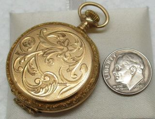 Antique SOLID 14K GOLD Art Deco Ornate Pocket Watch - 26.  4 GRAMS,  SCRAP/REPAIR 2