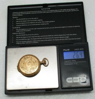 Antique SOLID 14K GOLD Art Deco Ornate Pocket Watch - 26.  4 GRAMS,  SCRAP/REPAIR 6