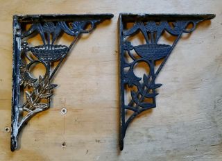 Pair Antique Cast Iron Shelf Bracket Aesthetic Movement Eastlake 8 X 6