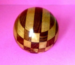 Lovely Vintage Sewing Quality Marquetry Inlay Wooden Sock Darning Ball.