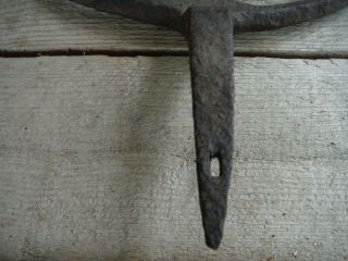 Antique Hand - Forged Cast Iron Pitchfork Hay Fork,  Unique Form - Upstate NY find 5