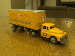 Vintage Abc Freight Forwarding Tin Toy Semi Truck & Trailer Red Diamond Japan?