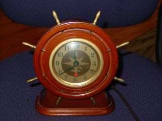 Vintage Seth Thomas Made In Usa Electric Ship Wheel Nautical Clock