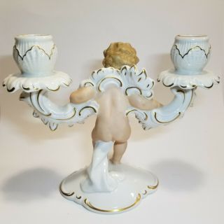 Gorgeous German WALLENDORF Porcelain Putti Cherub Candle Holder Candelabra WOW 2