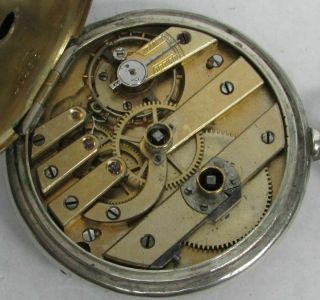 1870 ' s SILVER GERMAN KEY WIND GOLD ON DIAL SPIRAL BREQUET POCKET WATCH 7