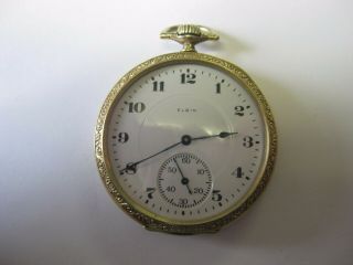 1924 Elgin Pocket Watch,  17 Jewels,  12 Size,  Immaculate Dial,  Runs,  Grade 345