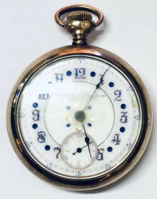 Walter D Tusten & Co Pocket Watch For Repair Gold Plated Vintage Houston Texas