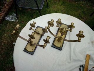 Vintage Gothic Ornate Solid Brass Wall Candle Holders Sconces