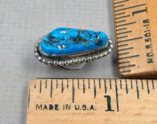 Navajo Antique Button 5,  1900s Large Turquoise Stone In Silver Design